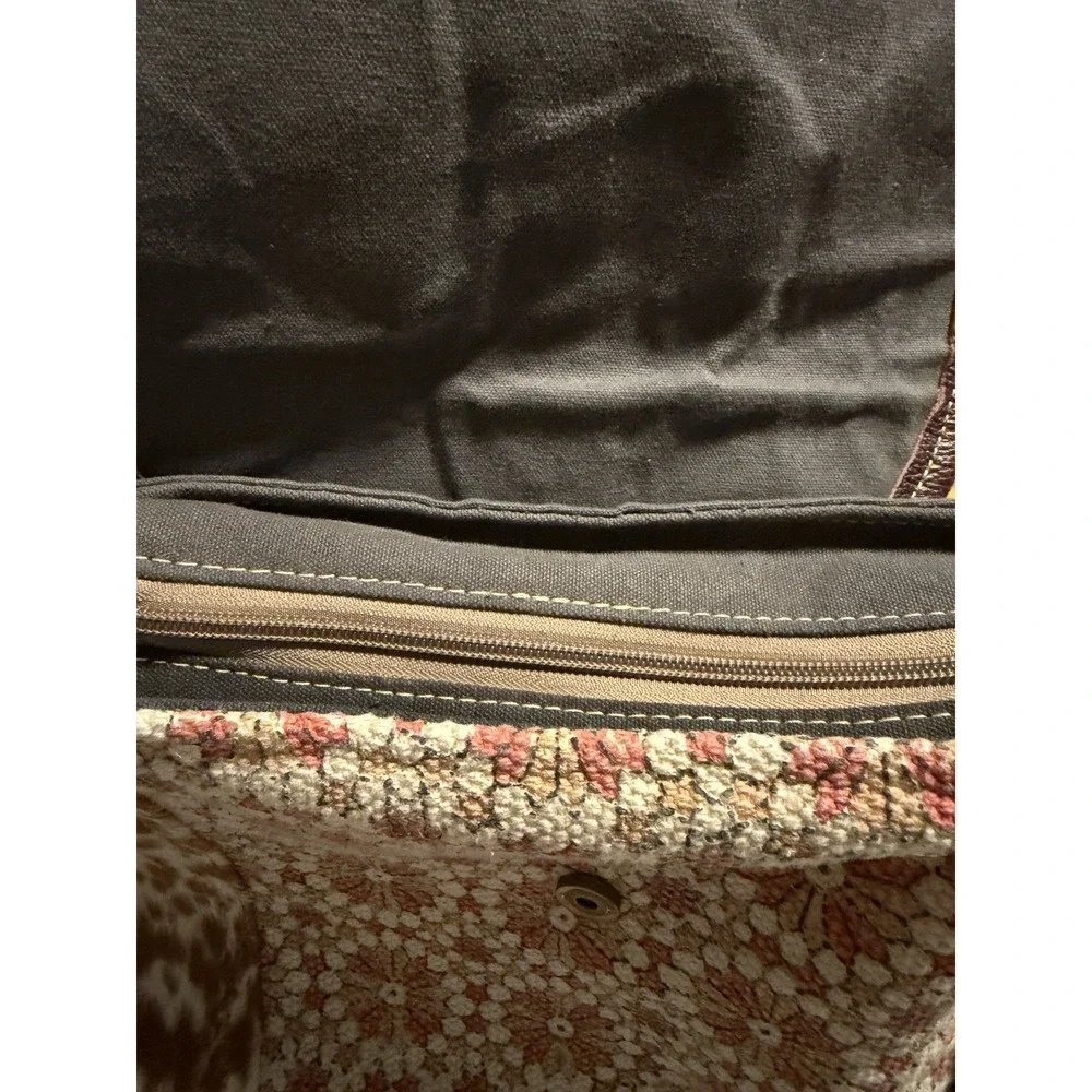 Myra Bag‎ Canvas Genuine Leather Cow Hide Backpack Western Festival Up Cycled